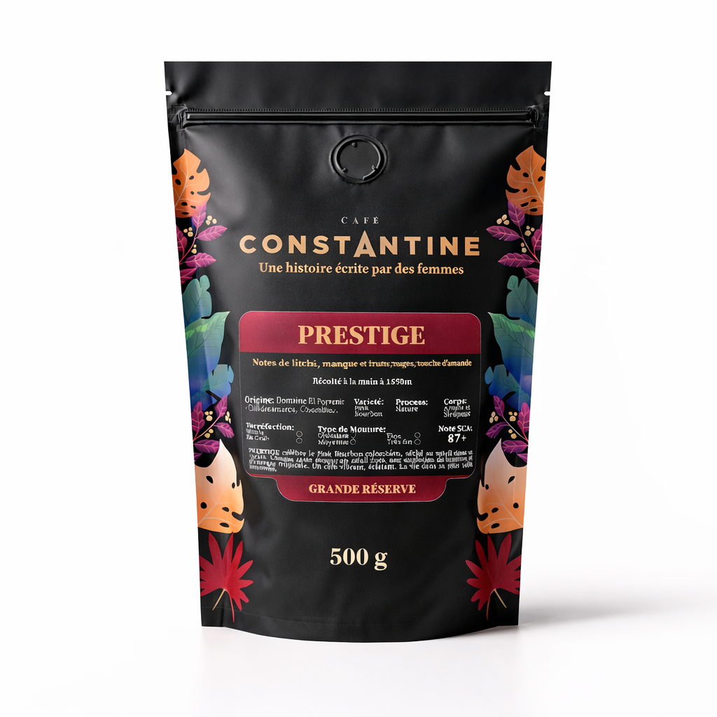 Prestige Café Constantine  – Pink Bourbon Nature Note SCA 87 | Café de spécialité de Colombie, torréfié en France