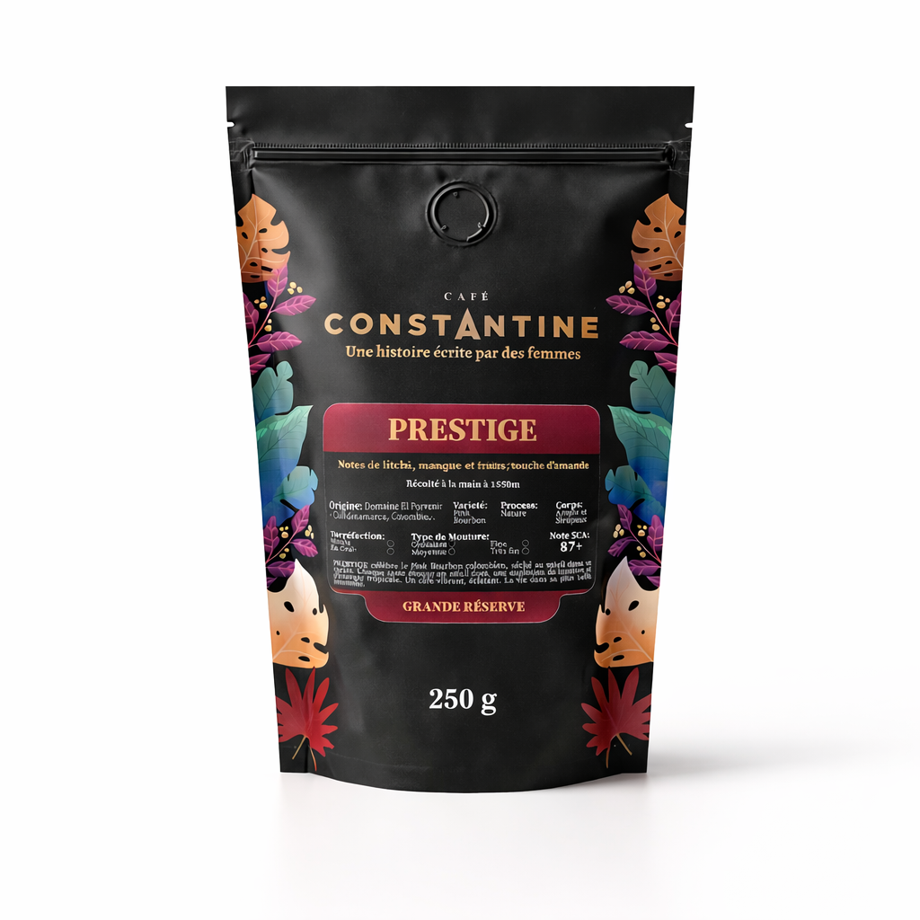 Prestige Café Constantine  – Pink Bourbon Nature Note SCA 87 | Café de spécialité de Colombie, torréfié en France