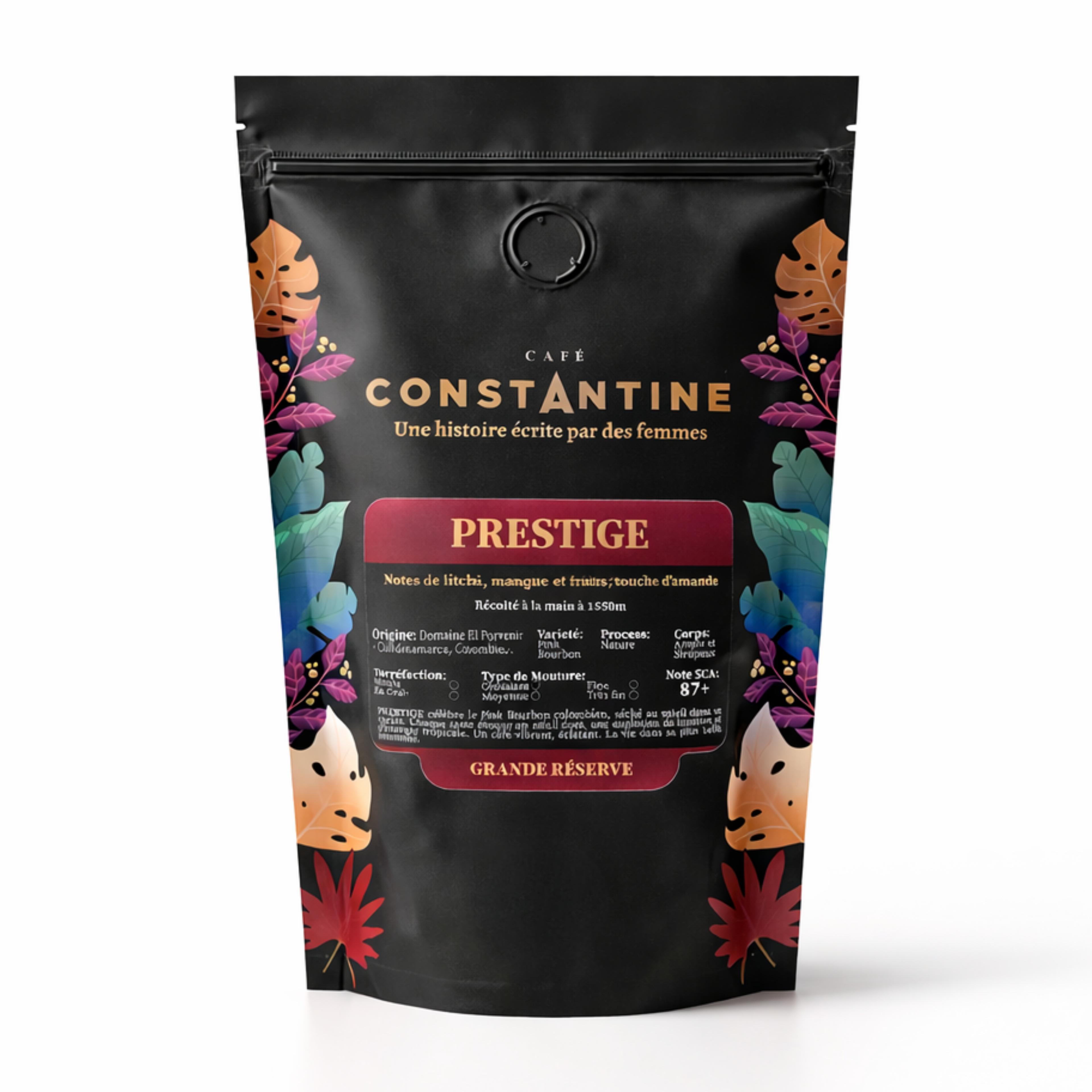 Prestige Café Constantine  – Pink Bourbon Nature Note SCA 87 | Café de spécialité de Colombie, torréfié en France